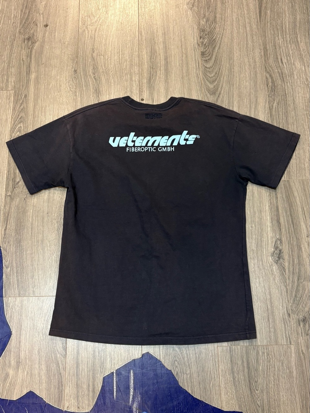 Vetements navy blue sun dyed Logo Short Sleeve T-Shirt